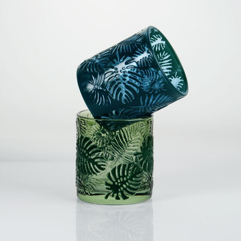 qualité Bougeoir en verre Monstera tropicale gaufré avec une capacité de 200 ml en cristal sans plomb usine