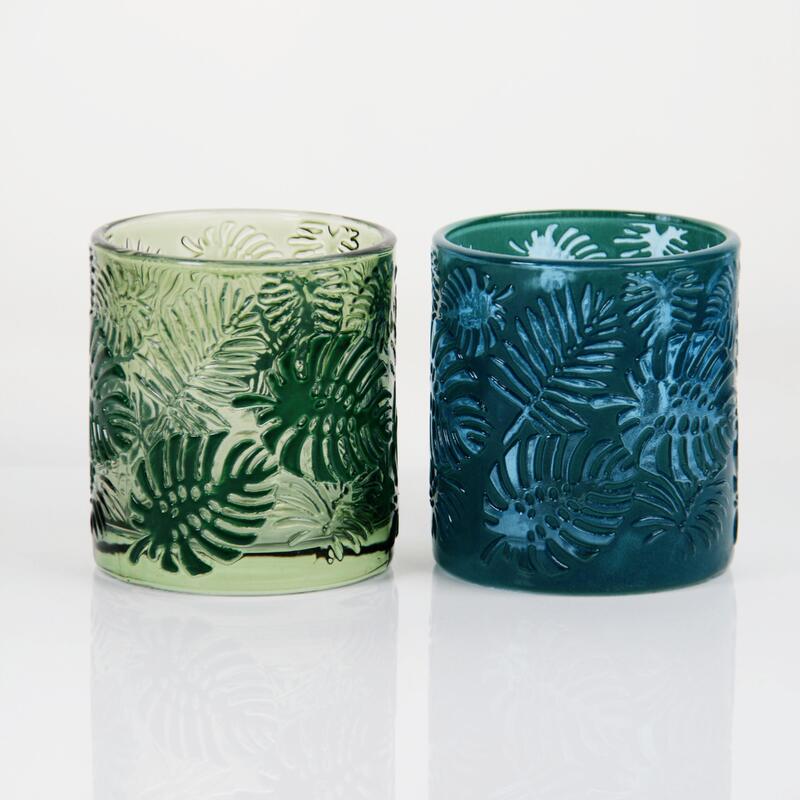 qualité Bougeoir en verre Monstera tropicale gaufré avec une capacité de 200 ml en cristal sans plomb usine