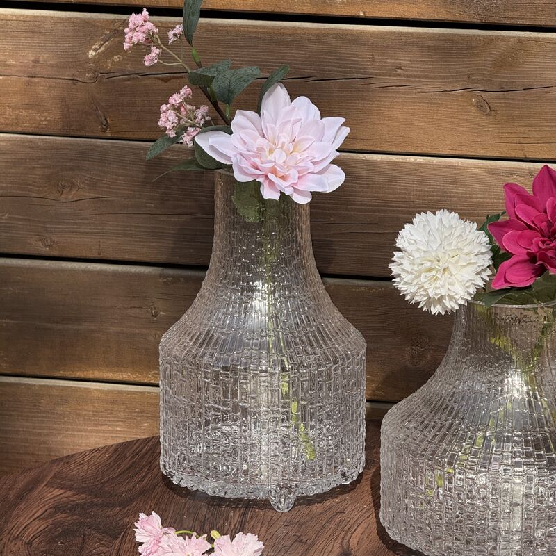 qualité Vase en verre texturé fait à la main avec un design unique en entonnoir pour des présentations florales robustes et fonctionnelles usine
