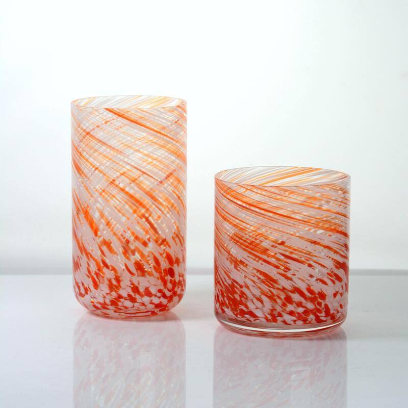 qualité Hand-blown Orange Swirl Confetti Glass Cup - Artisan Crafted Drinking Glass for Whiskey and Cocktails usine