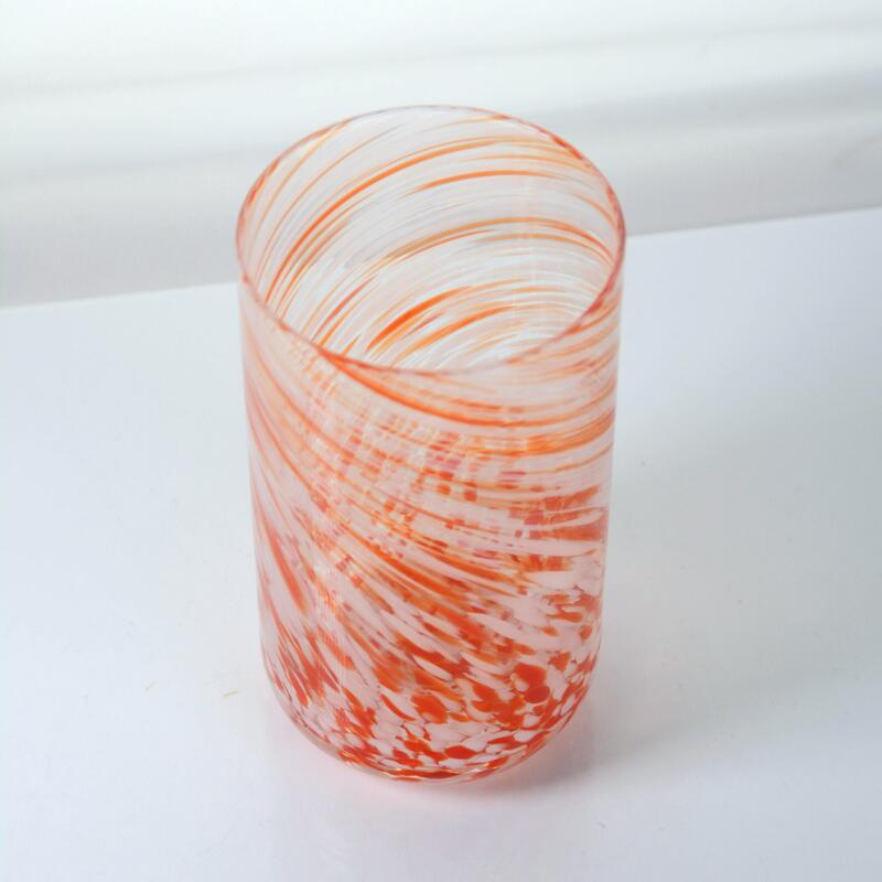 qualité Hand-blown Orange Swirl Confetti Glass Cup - Artisan Crafted Drinking Glass for Whiskey and Cocktails usine