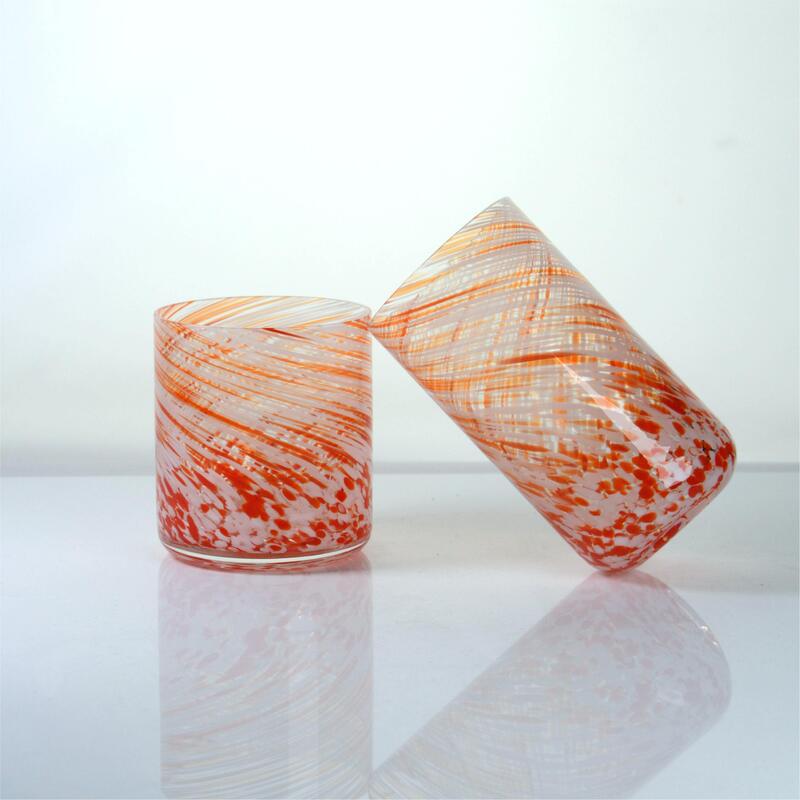 qualité Hand-blown Orange Swirl Confetti Glass Cup - Artisan Crafted Drinking Glass for Whiskey and Cocktails usine