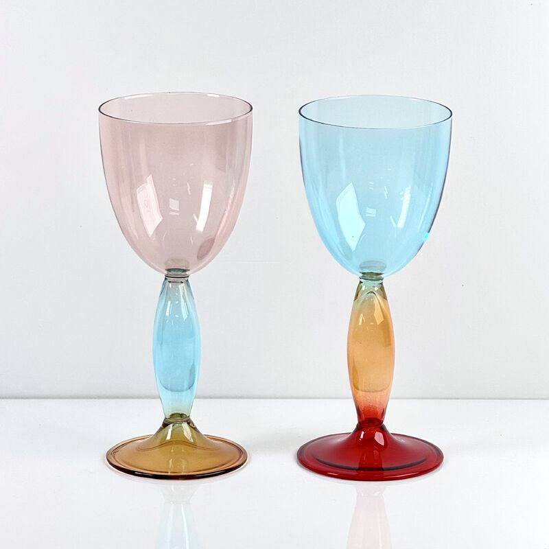 Qualité Hand-Blown Gradient Color Borosilicate Wine Glasses, Multi-Color Artistic Stem Goblets for Wine, Cocktail, Home Bar & Party Decor usine