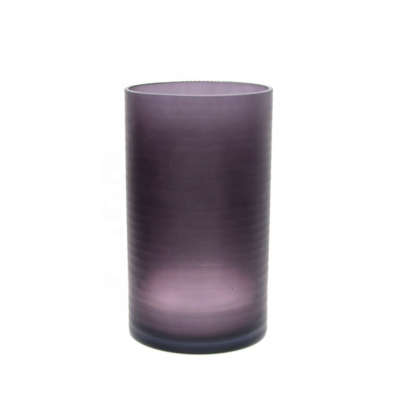 qualité Vase en verre décoratif cylindrique gravé à la main, centre de vase cylindrique avec motif usine