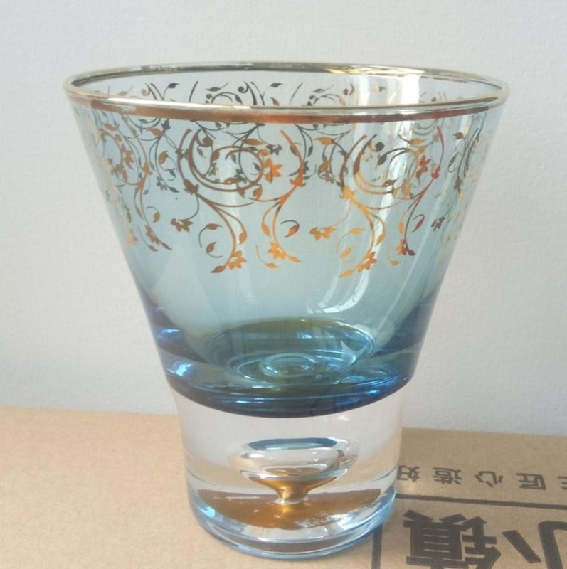 qualité Couleur bleue Verte bordure sans tiges Cristal cocktail verres usine