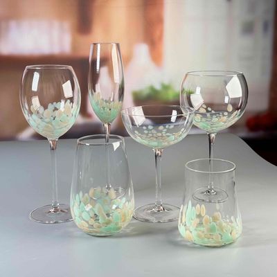 qualité Coupe en verre de vin brun personnalisé soufflé à la main demi confetti sans plomb ensemble de verre de verre de verre de vin élégant choix durable pour le service de boissons usine