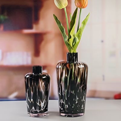 qualité Vase en verre ambre faite à la main Vase unique moderne pour la table Pièce centrale Vases de fleurs décoratives pour le bureau de la maison Mariage ((Taille S) usine