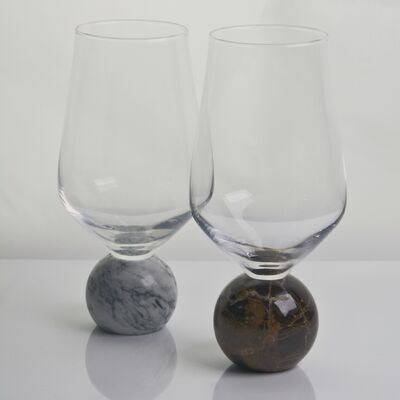 qualité Base en sphère de marbre, verre à vin à base de cristal, cristal ultra clair soufflé à la main avec élégance en pierre naturelle, idéal pour les rassemblements quotidiens et spéciaux. usine