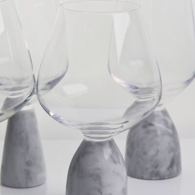 qualité Verre à vin en cristal soufflé à la main avec une base en marbre gris moderne, bol ultra clair, parfait pour les dîners et tous les jours usine