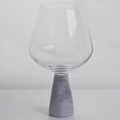 qualité Verre à vin en cristal soufflé à la main avec une base en marbre gris moderne, bol ultra clair, parfait pour les dîners et tous les jours usine