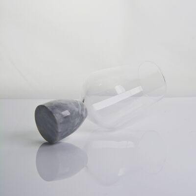 qualité Verre à vin en cristal soufflé à la main avec une base en marbre gris moderne, bol ultra clair, parfait pour les dîners et tous les jours usine