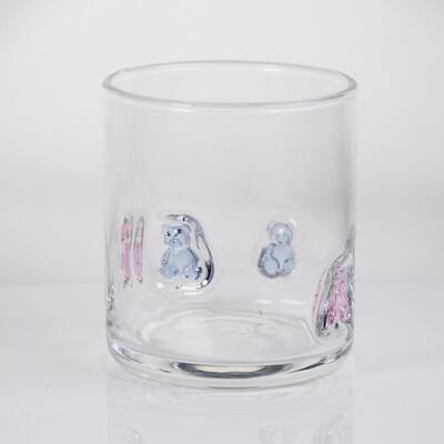 qualité Bouffé à la main, verre à icône d'ours en caoutchouc, 400 ml de verre clair avec un ours coloré mignon, verre de jus de whisky amusant pour les enfants adultes, cadeau mignon de barware usine
