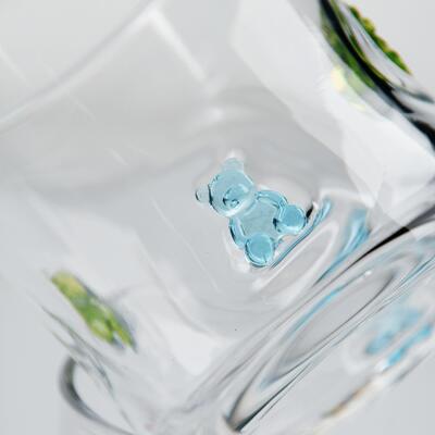 qualité Bouffé à la main, verre à icône d'ours en caoutchouc, 400 ml de verre clair avec un ours coloré mignon, verre de jus de whisky amusant pour les enfants adultes, cadeau mignon de barware usine