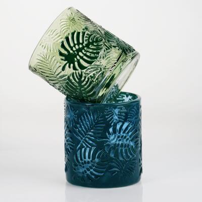 qualité Bougeoir en verre Monstera tropicale gaufré avec une capacité de 200 ml en cristal sans plomb usine