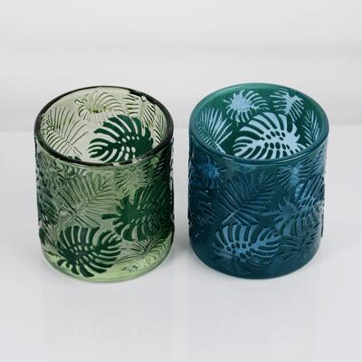qualité Bougeoir en verre Monstera tropicale gaufré avec une capacité de 200 ml en cristal sans plomb usine