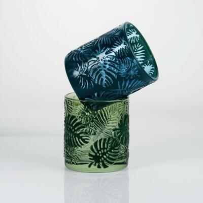 qualité Bougeoir en verre Monstera tropicale gaufré avec une capacité de 200 ml en cristal sans plomb usine