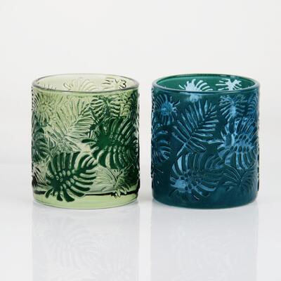 qualité Bougeoir en verre Monstera tropicale gaufré avec une capacité de 200 ml en cristal sans plomb usine