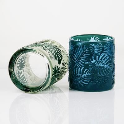 qualité Bougeoir en verre Monstera tropicale gaufré avec une capacité de 200 ml en cristal sans plomb usine