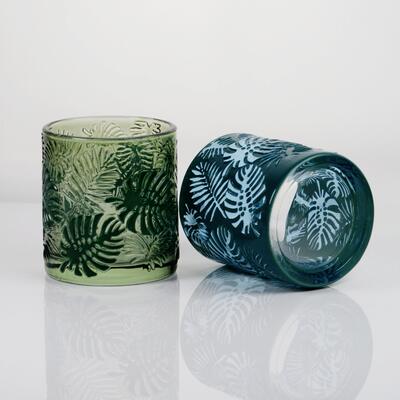 qualité Bougeoir en verre Monstera tropicale gaufré avec une capacité de 200 ml en cristal sans plomb usine