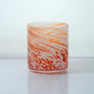 qualité Hand-blown Orange Swirl Confetti Glass Cup - Artisan Crafted Drinking Glass for Whiskey and Cocktails usine