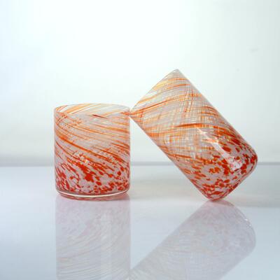 qualité Hand-blown Orange Swirl Confetti Glass Cup - Artisan Crafted Drinking Glass for Whiskey and Cocktails usine