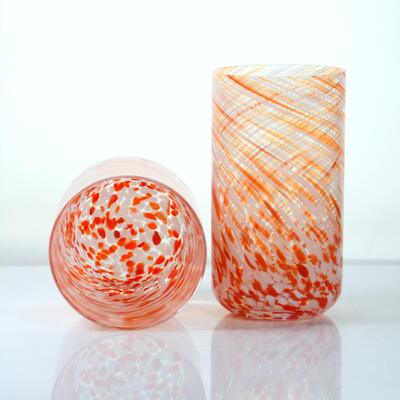 qualité Hand-blown Orange Swirl Confetti Glass Cup - Artisan Crafted Drinking Glass for Whiskey and Cocktails usine