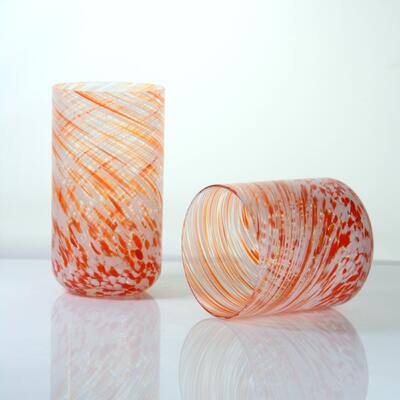 qualité Hand-blown Orange Swirl Confetti Glass Cup - Artisan Crafted Drinking Glass for Whiskey and Cocktails usine