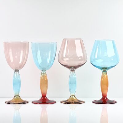 Qualité Hand-Blown Gradient Color Borosilicate Wine Glasses, Multi-Color Artistic Stem Goblets for Wine, Cocktail, Home Bar & Party Decor usine