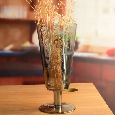 qualité Pièces centrales de porte-bougies en verre gris électroplaté usine