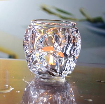 qualité Porte-bougies en verre à côtes uniques, porte-bougies en verre clair pour le tealight usine