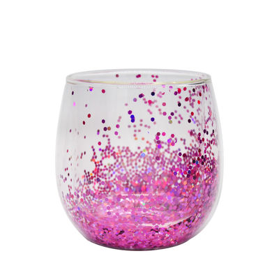 qualité Coupe à café en verre à double paroi décoratif Glitter Tumbler usine