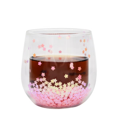 qualité Coupe à café en verre à double paroi décoratif Glitter Tumbler usine