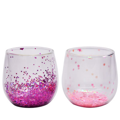 qualité Coupe à café en verre à double paroi décoratif Glitter Tumbler usine
