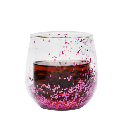 qualité Coupe à café en verre à double paroi décoratif Glitter Tumbler usine