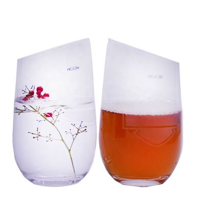 qualité Verre à vin en cristal sans tige à bord oblique avec sommet d'angle usine