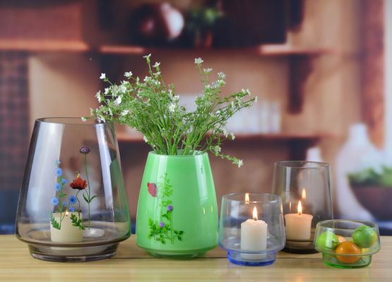 qualité Vaisseaux de cristal haut vintage soufflés à la main pour les pièces centrales usine