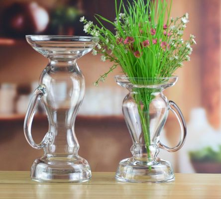 qualité Vase en verre décoratif soufflé à la main avec poignée usine