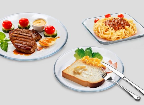 qualité Plaques de chargement rondes résistantes à la chaleur en borosilicate pour micro-ondes usine