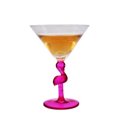 qualité Couleur rose Flamingo en forme de tige Cocktail Cristal Verres usine