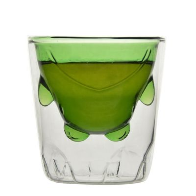 qualité Verres à boire colorés à double couche en borosilicate vert usine