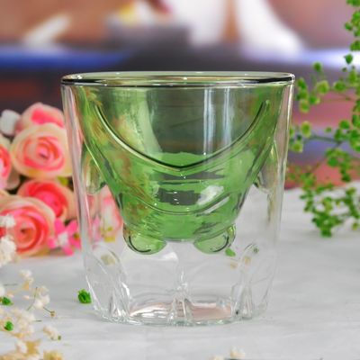qualité Verres à boire colorés à double couche en borosilicate vert usine