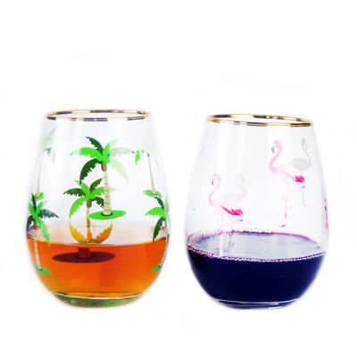 qualité Peint à la main en or bord de verre de vin tumbler avec décalcol de couleur usine