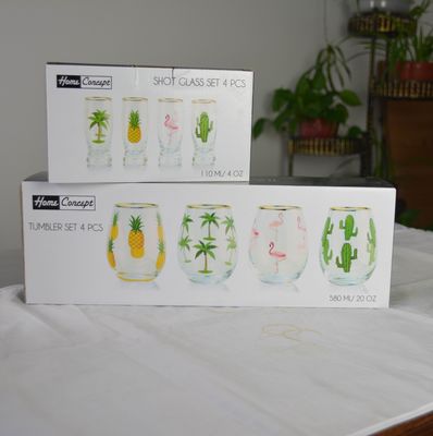 qualité Peint à la main en or bord de verre de vin tumbler avec décalcol de couleur usine