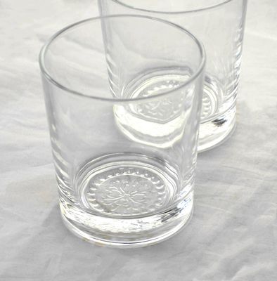 qualité Bouteille en gros Concise Tumbler Verres à boire personnalisés en relief de fleurs double vieille tasse de verre usine