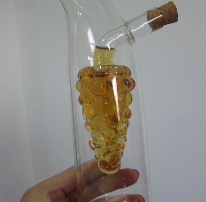 qualité Bouteille en verre en forme de raisin à double couche avec couvercle pour l'huile usine