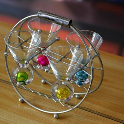 qualité Ensemble unique inférieur de verre à liqueur de boule fabriquée à la main de 6 couleurs usine