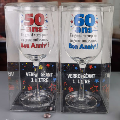 qualité Un verre de vin géant de 1 litre avec décor anniversaire usine
