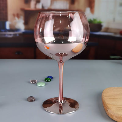 qualité 11cm Dia 2pk Verres de gin rose Ballon plat avec ions Verre à vin cristallin usine