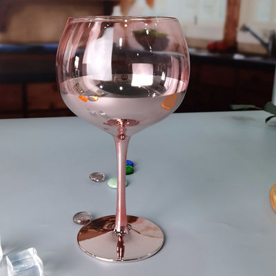 qualité 11cm Dia 2pk Verres de gin rose Ballon plat avec ions Verre à vin cristallin usine