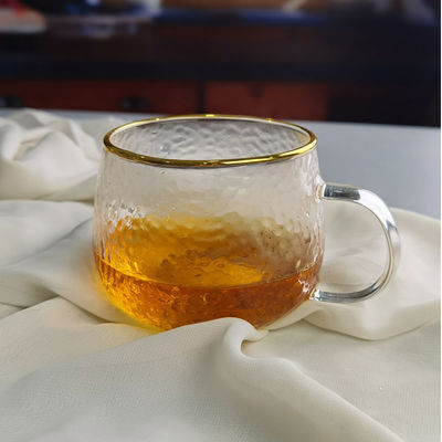 qualité Borosilicate martelé texture verre à boire avec bordure dorée usine